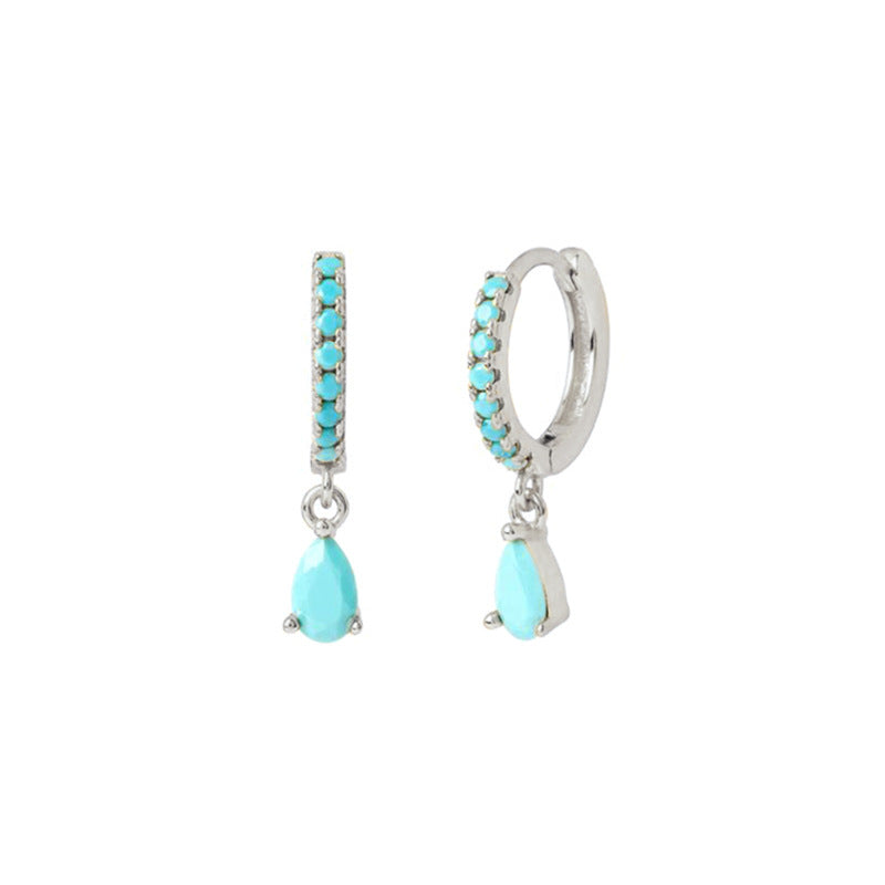 Light Luxury Sier Needle Geometric Ear Female Water Drop Leaf Stud Earrings