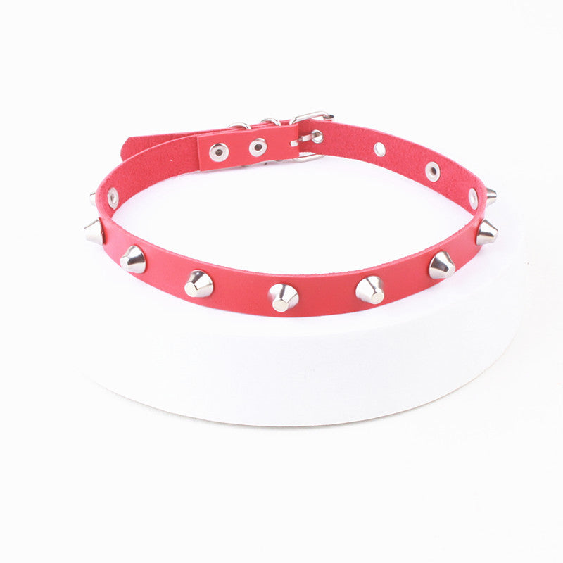 Women's Style Leather High Profile Retro Personality Collar