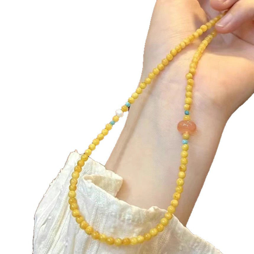 Design Yellow Chicken Grease Colored Glaze Green Pine Fresh Bracelet