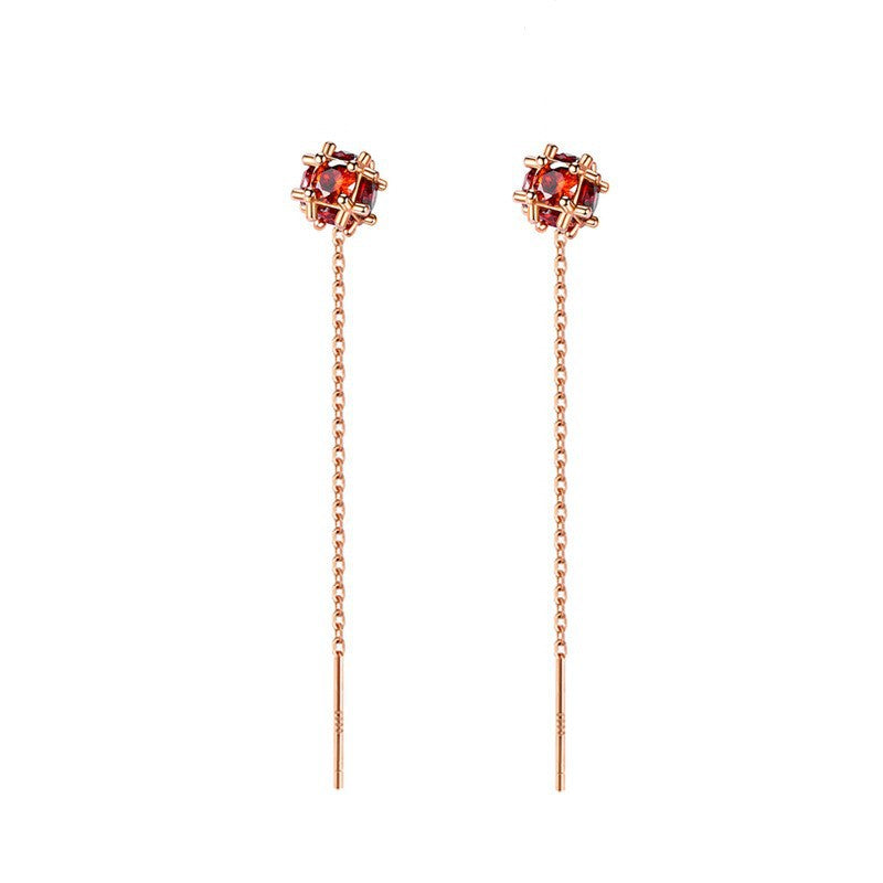 National Fashion Red Zircon Magic Cube Geometric Squares Ear Bone Rings