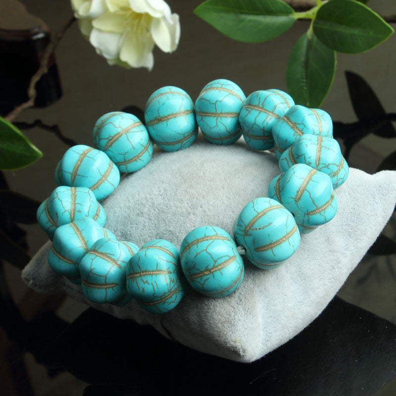 High Porcelain Turquoise Explosion Flower Round Beads Bead Glaze Bracelets