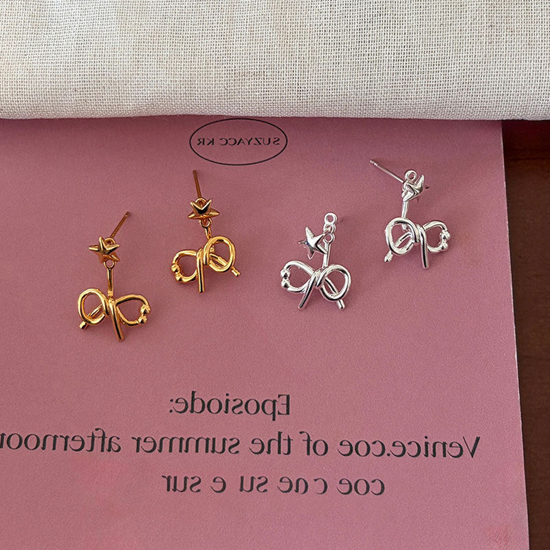 Women's Front Rear Wear Bow Small Refined Personalized Sweet Trendy Earrings