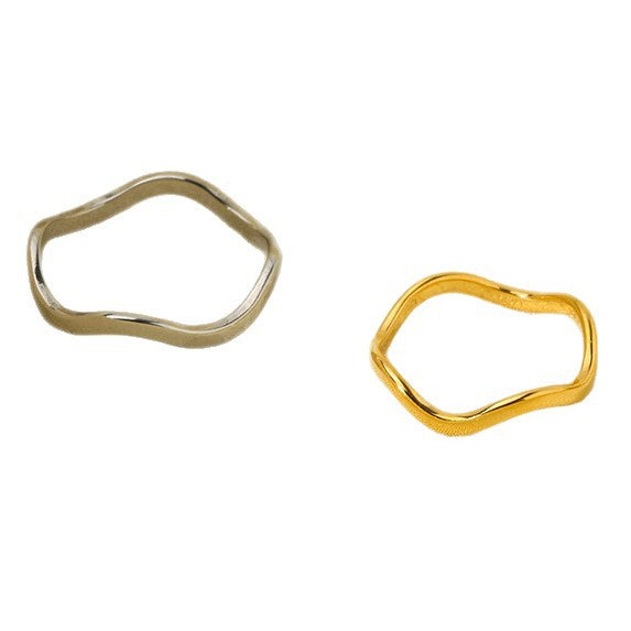 Wind Design Stainless Steel Wavy Tail Gold Shank Rings