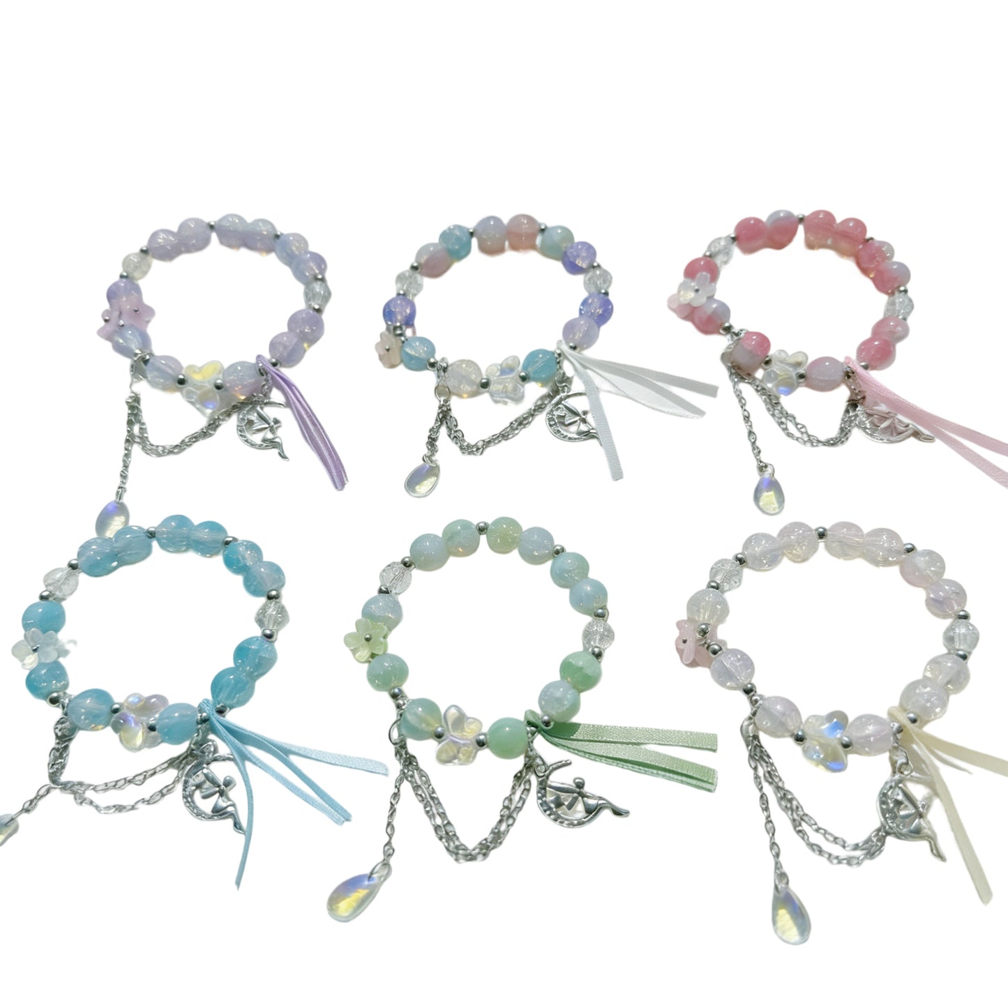 Chinese Style Butterfly Ribbon Glass Female Summer Niche Hot Flower Bracelet