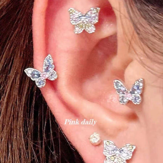 Color Small Butterfly Ear High Sense Cochlear Bone Sleeping Rings