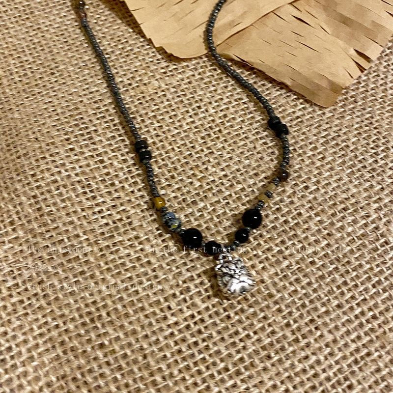 Style National Fashion Beaded Female Retro Easy Matching Clavicle Chain Necklace