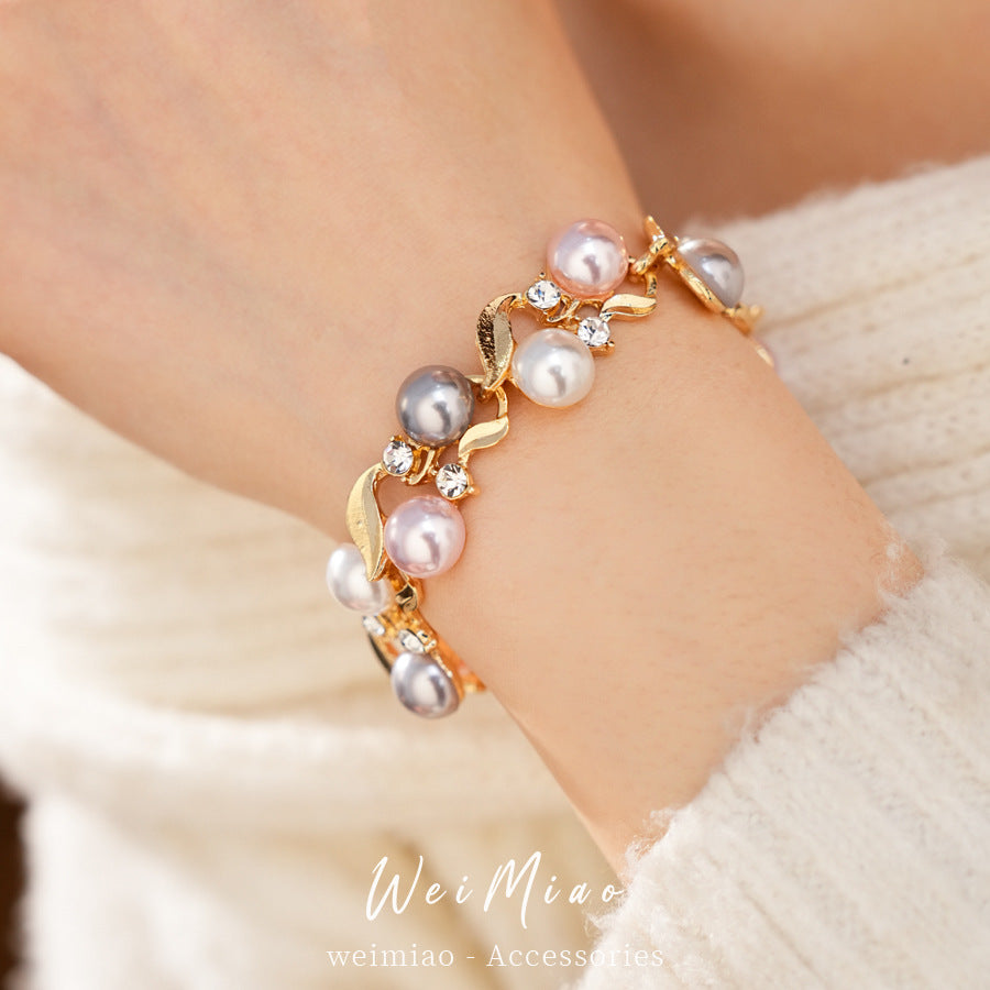 Diamond Lace Pearl Light Luxury Minority Clavicle Chain Exquisite Jewelry Set