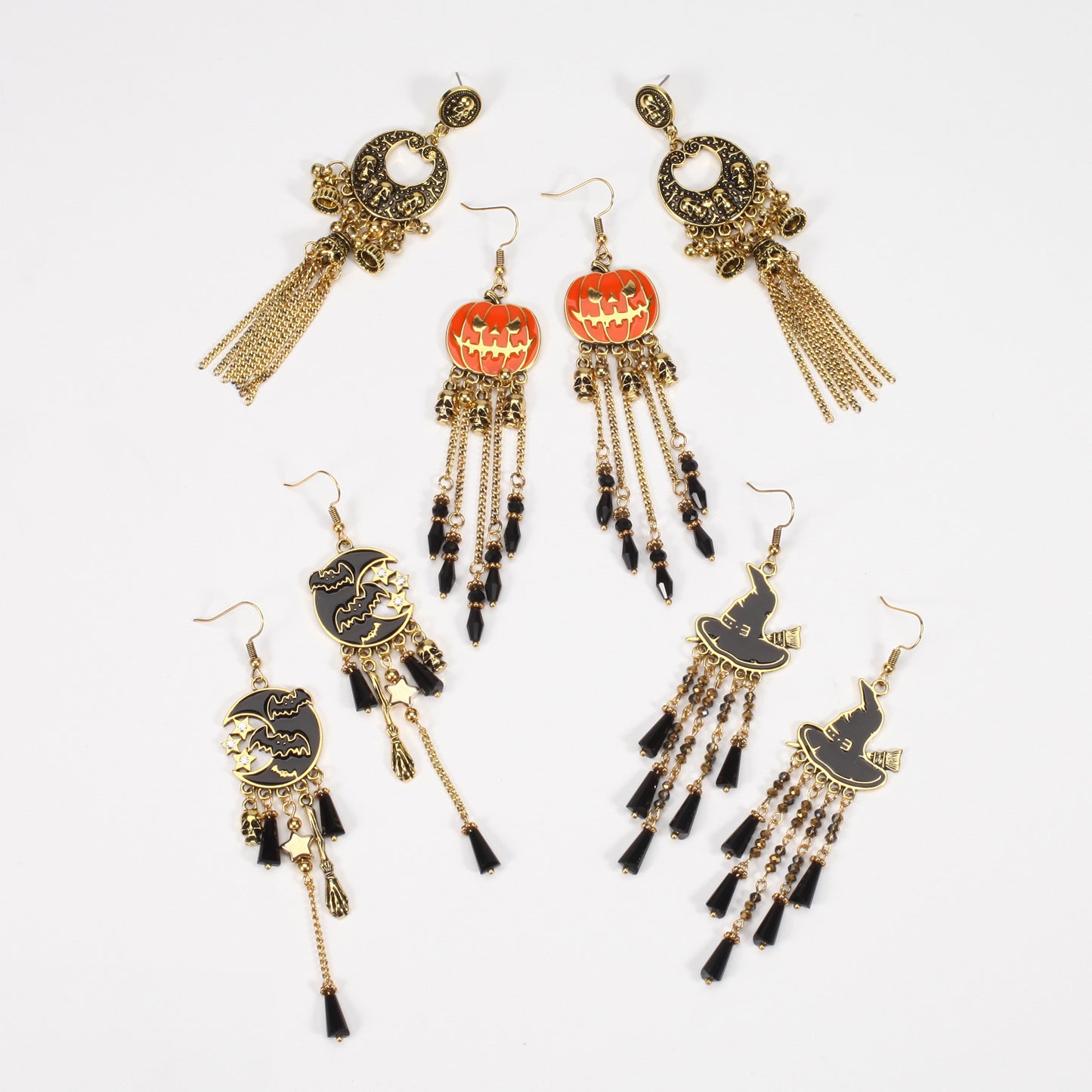 Hat Ghost Skull Bat Spider Web Earrings