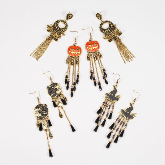Hat Ghost Skull Bat Spider Web Earrings