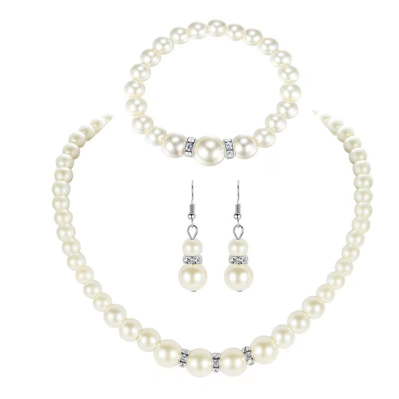 Fashion Pearl Three-piece Light Luxury Minority High Necklace