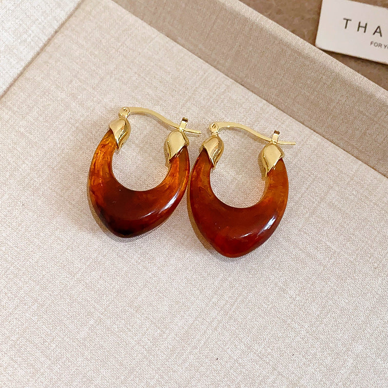 Women's Needle Geometric Irregular Resin Fashionable Retro Earrings