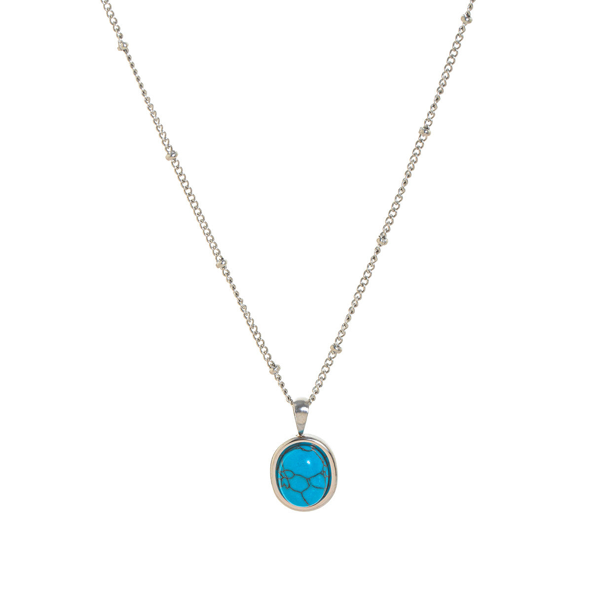 Steel Fashion Natural Turquoise Furnace Vacuum Necklaces