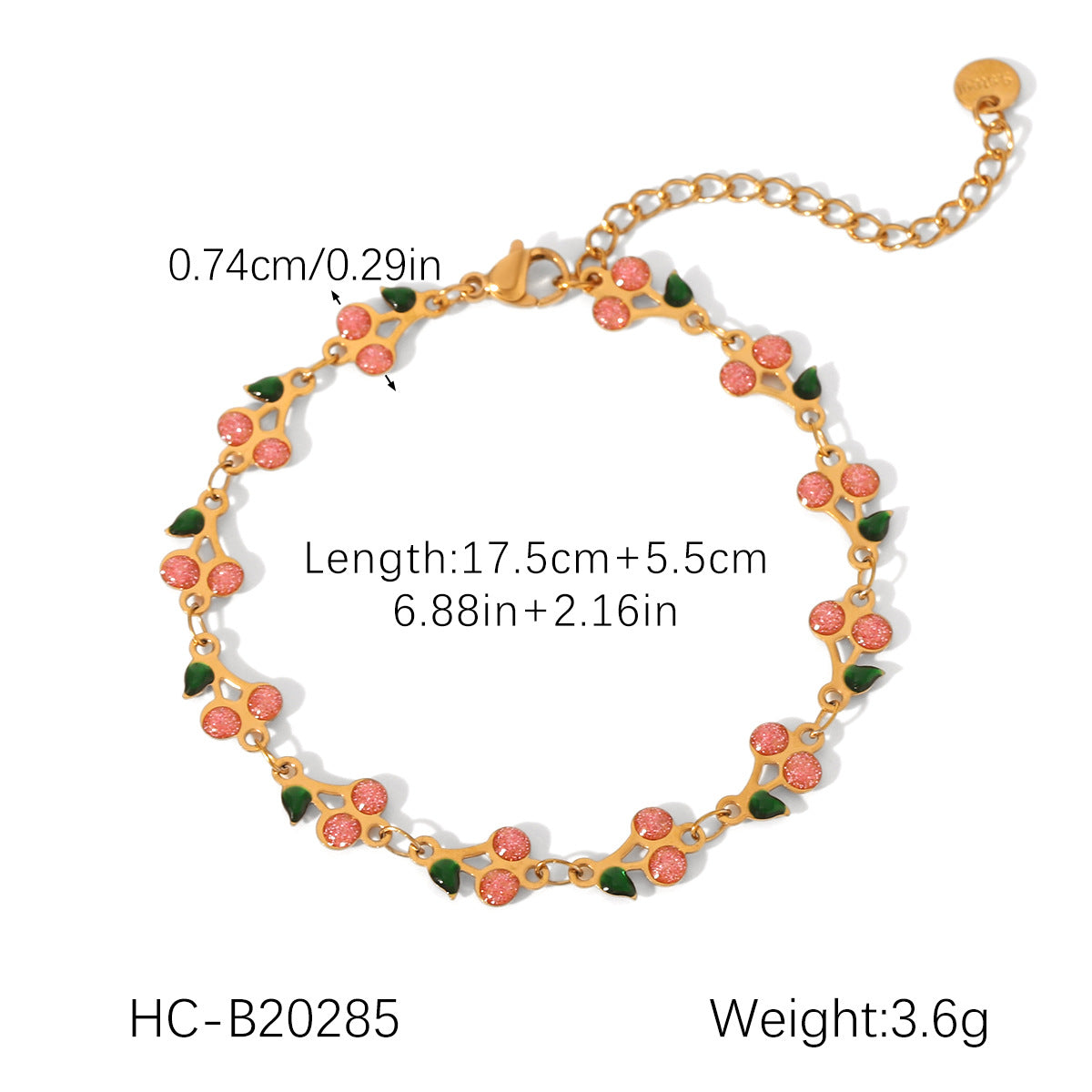 Stainless Steel Cherry Elastic Chain Light Bracelets