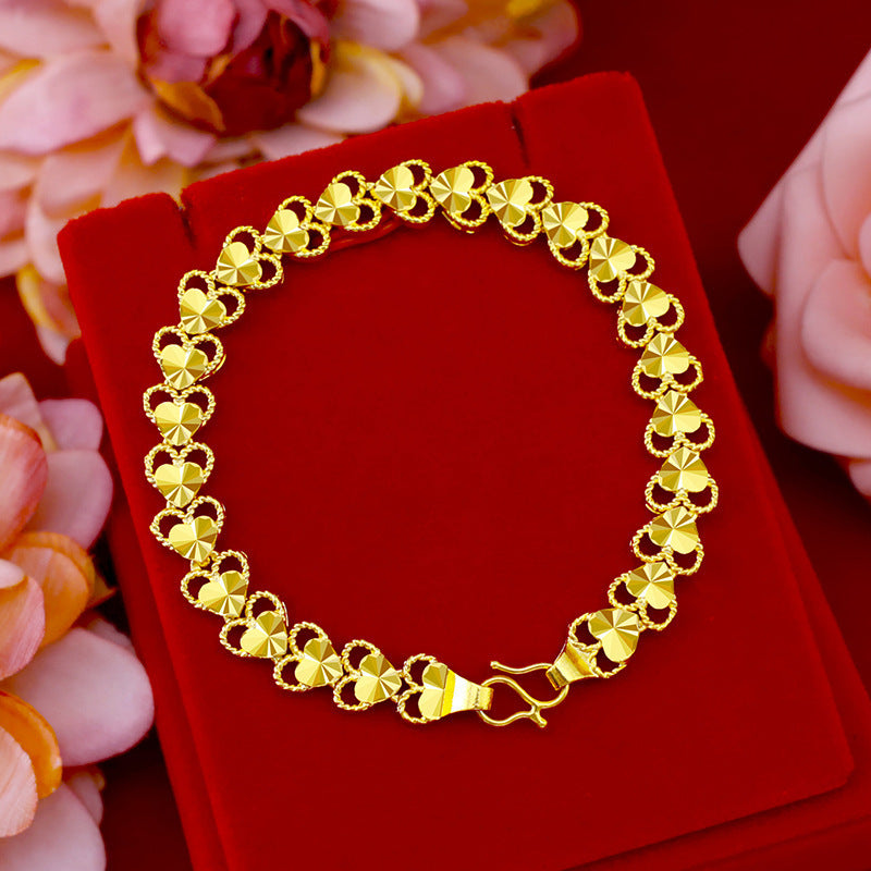 Women's Imitation Gold Lucky Beads Heart Jewelry Bracelets