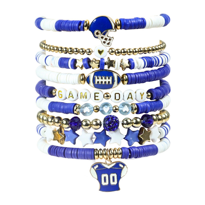 Rugby Golden Balls Twin Crystal Love Letter Bracelet