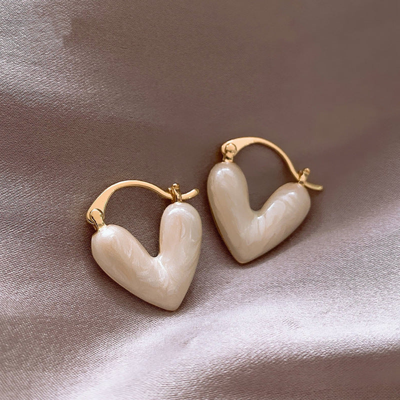 Heart High-grade Trendy Peach Niche Design Light Luxury Western Style Stud Earrings