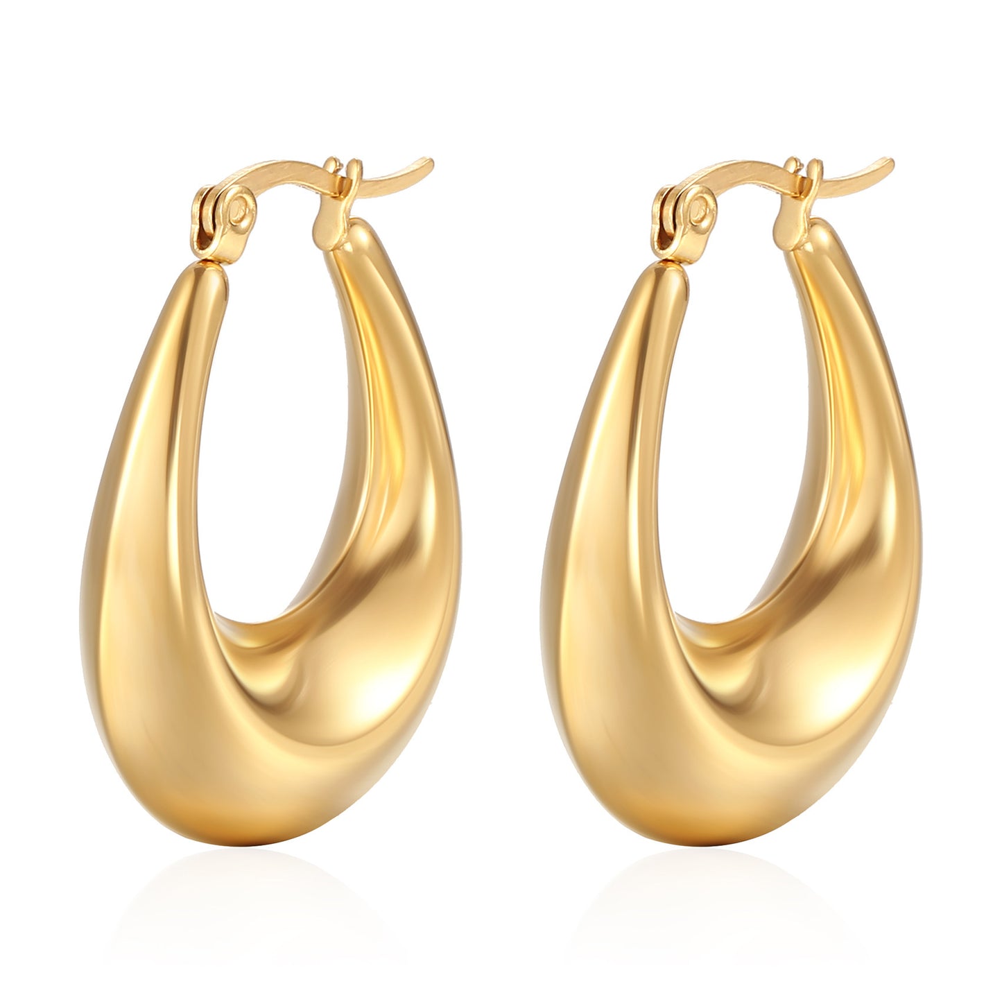 Titanium Steel Hollow Furnace Real Gold Stainless Multiple Glossy Earrings