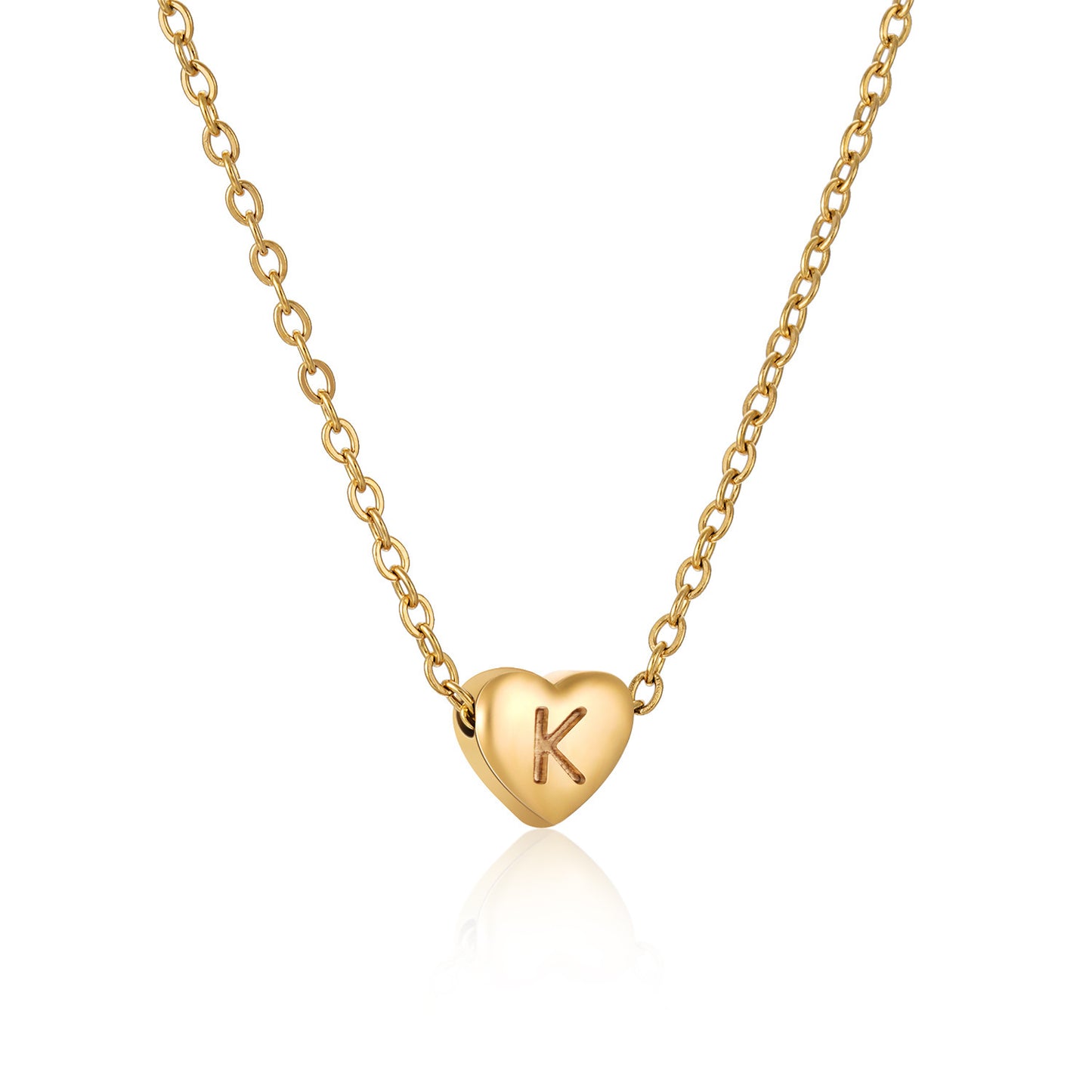 Style Peach Heart Stainless Steel Gold-plated Exquisite Heart-shaped Letter Necklaces