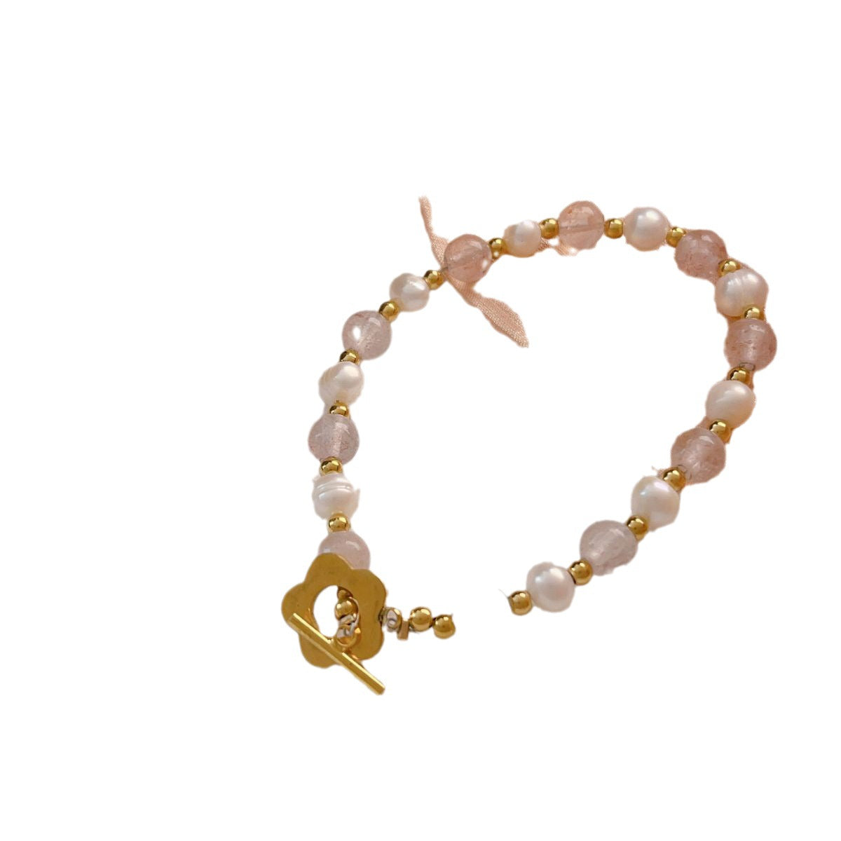 Summer Fresh Sweet Beaded Hollow Small Flower Button Bracelets