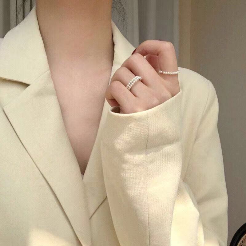 Pearl Female Korean Style Minimalist Trendy Personality Small Girlfriends Index Ring