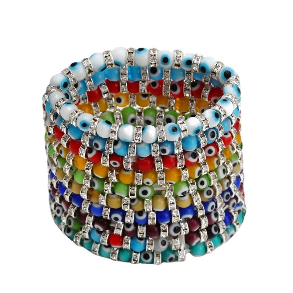 Women's Glass Bead Alloy Devil's Eye Beaded Bracelet