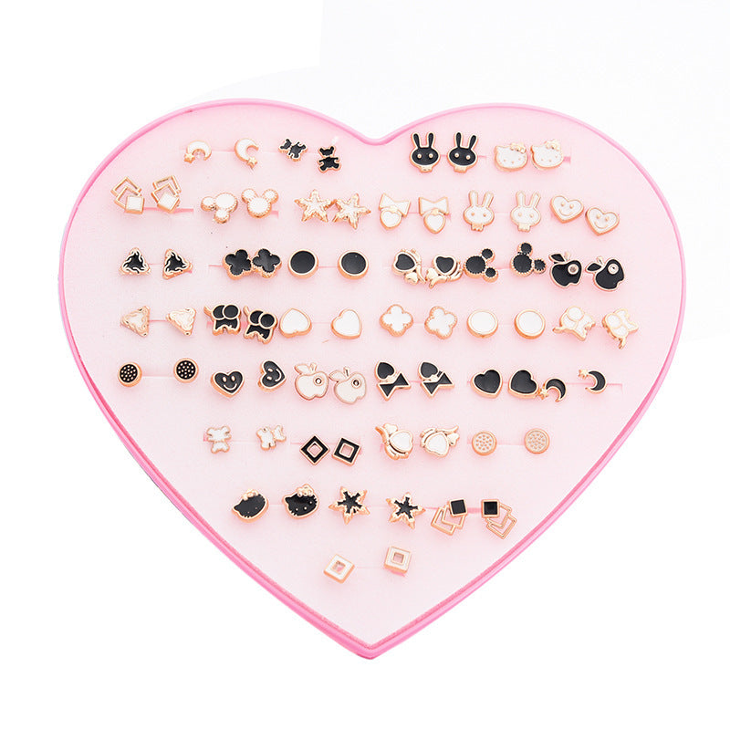 Women's Flower Love Heart Not Allergic To Stud Earrings