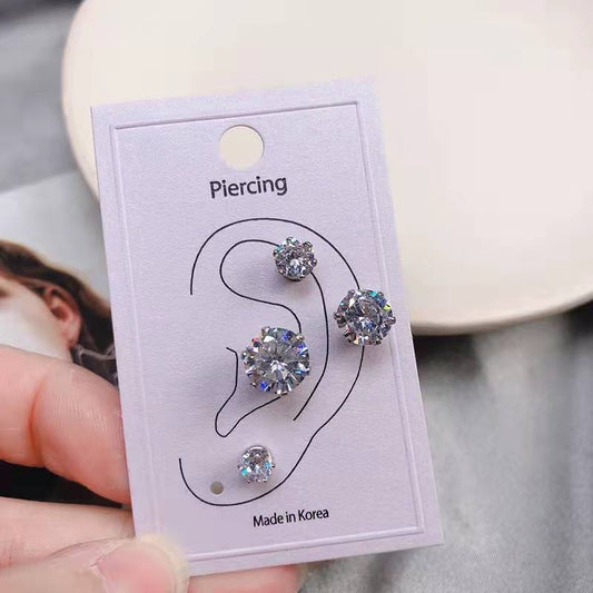 Without Pierced Female Rhinestone Zircon Bone Magnet Nest Earrings