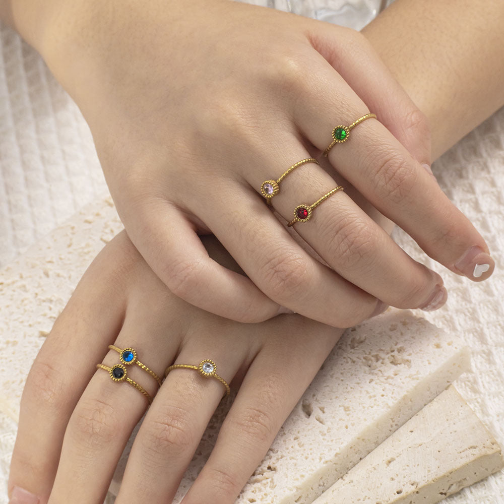 Women's Stainless Steel Zircon Niche High Sense December Birthday Stone Ring