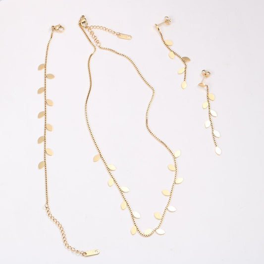 Attractive Leaf Titanium Steel Gold Plating Necklace