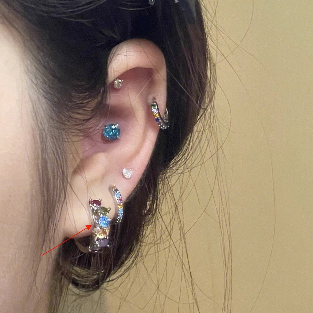 Hot Colorful Zircon Small Delicate Ear Western Style Female High Earrings