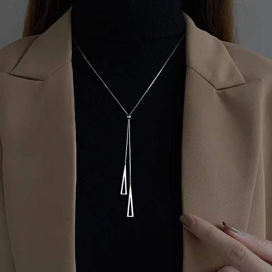 Women's Cold Style Triangle Sweater Chain Metallic Necklaces