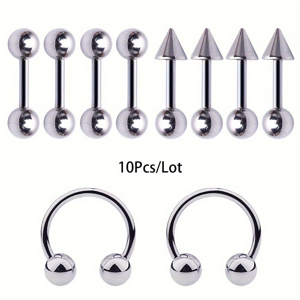 Nail Round Ball Pointed Cone Straight Rod Nose Horseshoe Piercing Rings