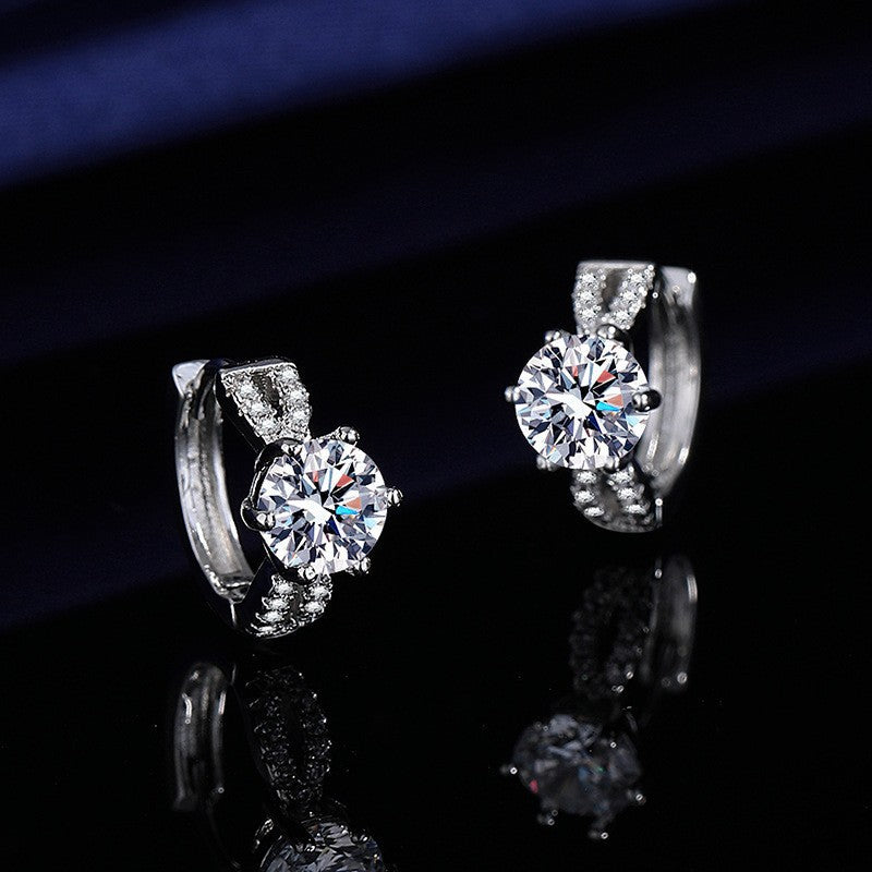 Moissanite Ear Female With Hearts Sterling Earrings