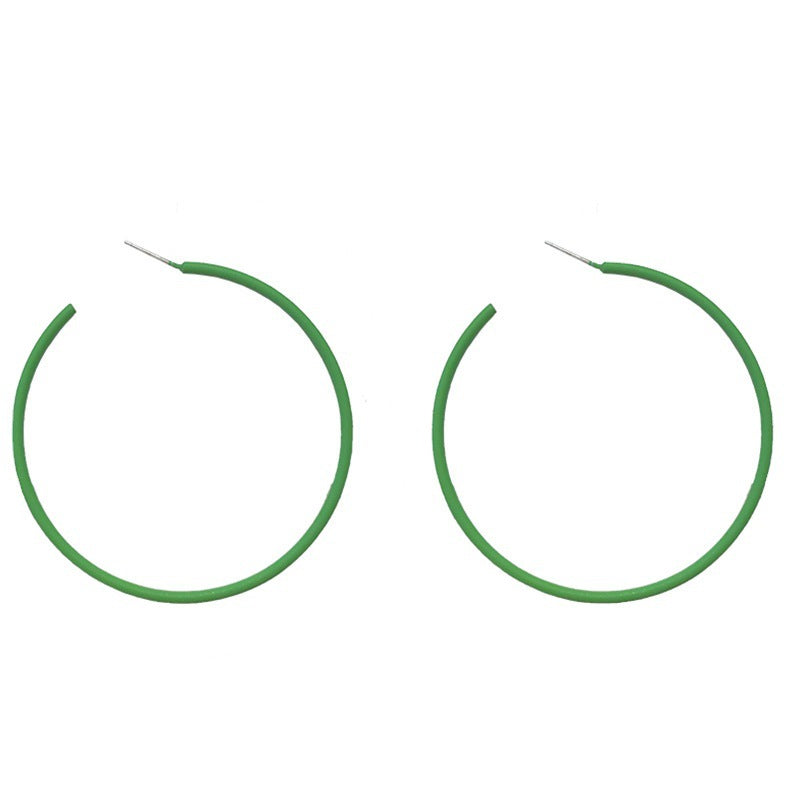 Sier Needle Metal Circle Paint Fashion Exaggerated Temperamental Earrings