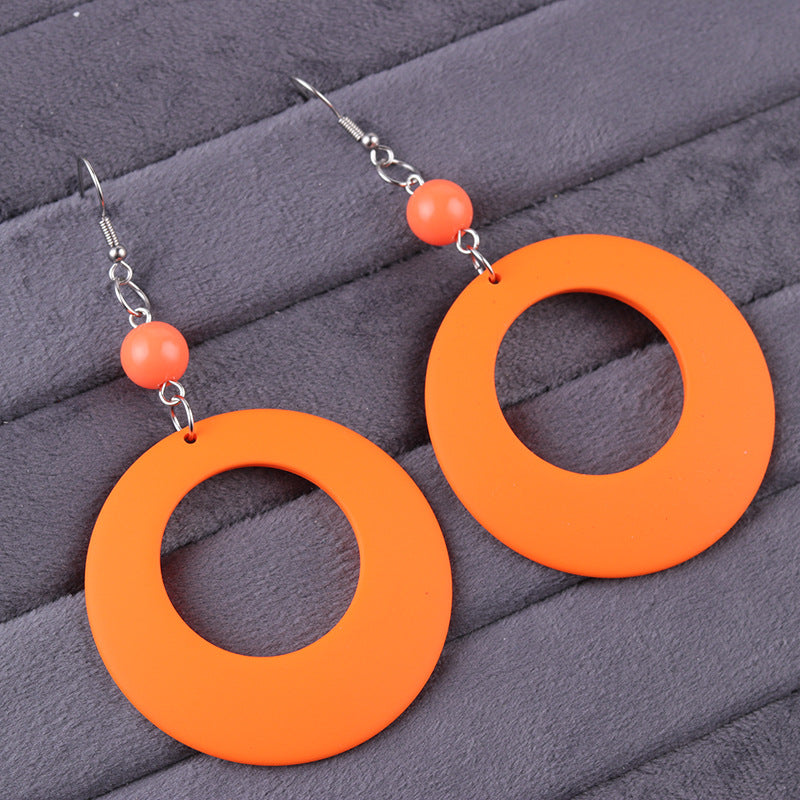 Women's Exaggerated Retro Series Big Circle Acrylic Color Earrings