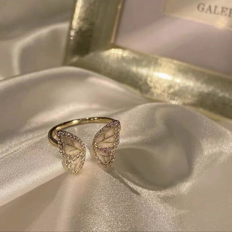 Glaze Enamel Butterfly Female Purple Special Interest Light Rings