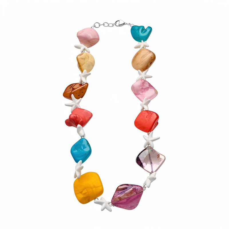 Vacation Style Shell Starfish Beaded Sweet Fresh Temperament Clavicle Chain Necklace