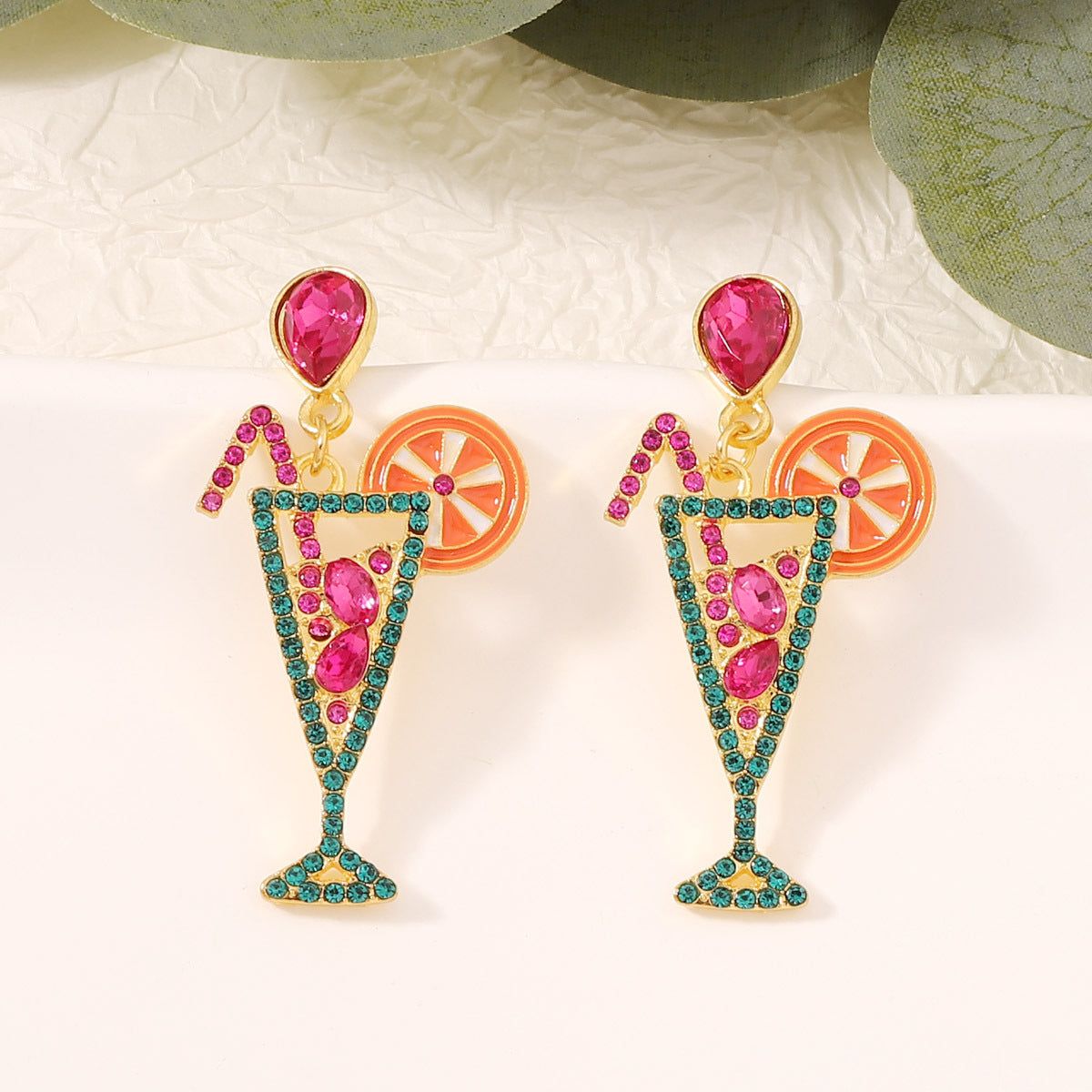 Juice Cup Creative Accessories Cocktail Glass Earrings