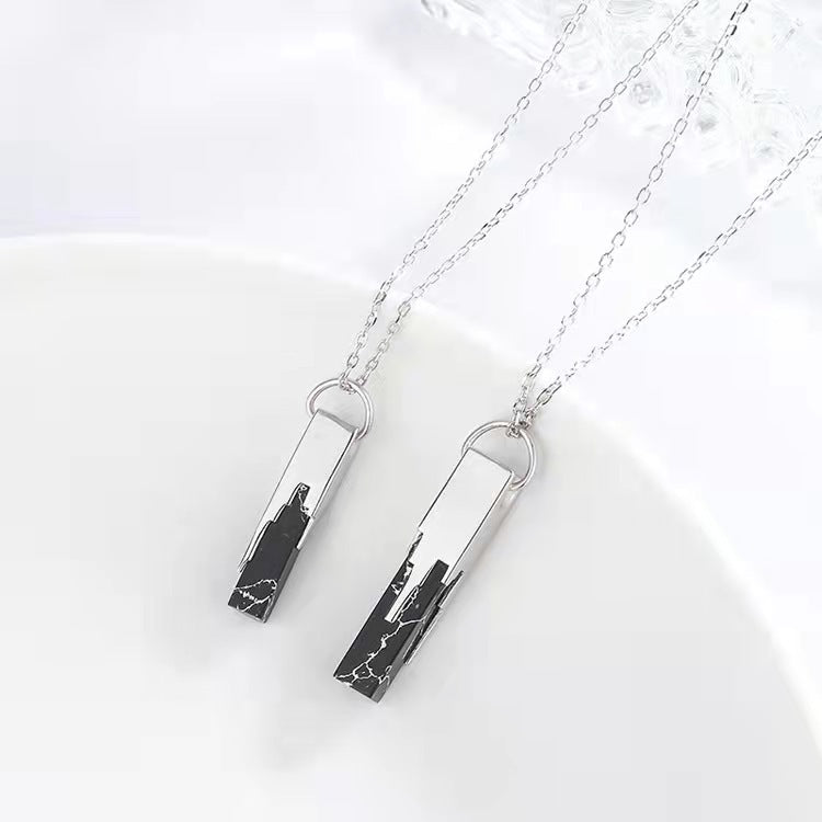 Women's & Men's Couple In Sterling Sier Hip Hop Long Personalized Clavicle Necklaces