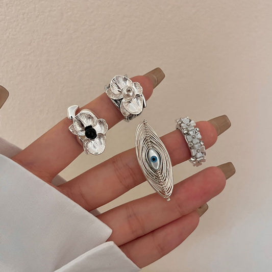 Temperament High Sense Cold Wind Devil's Eye Stacked Ring