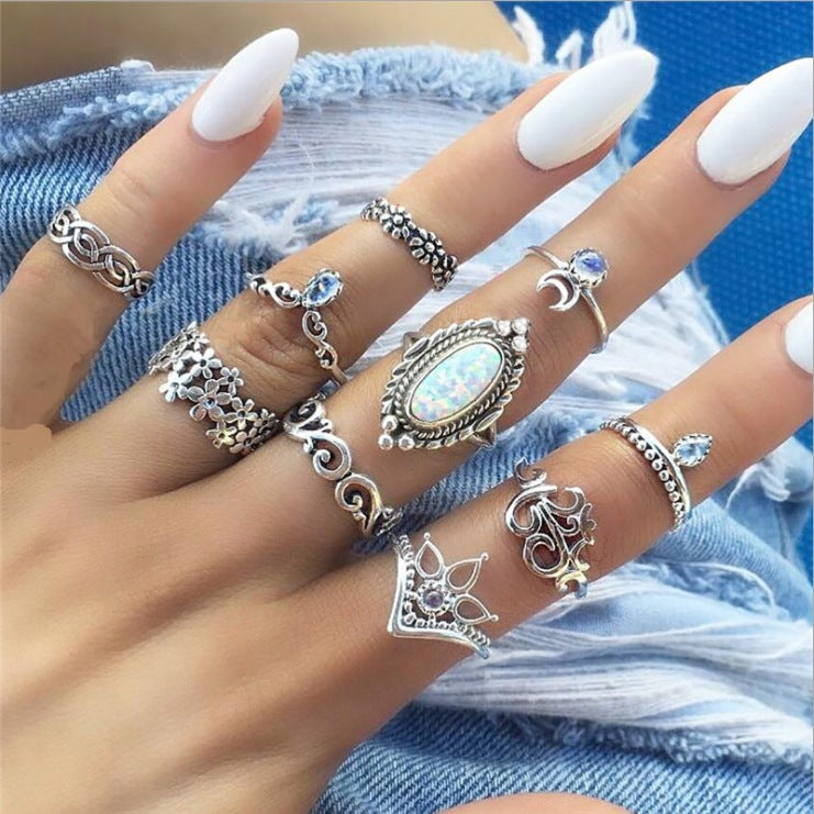 Combined Set Suit Bohemian Vacation Metal Rings