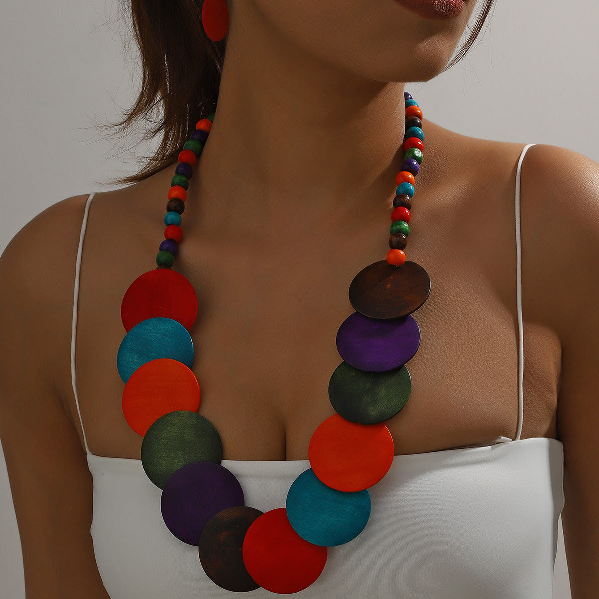 Women's Big Round Slice Beaded Bohemian Ethnic Jewelry Set