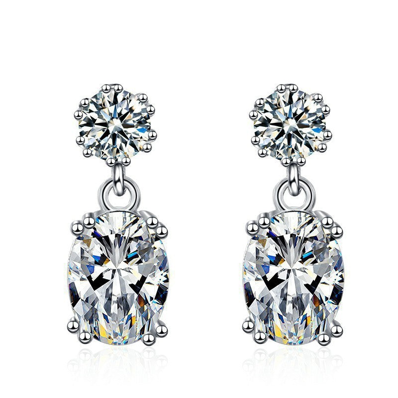Moissanite Ear Female With Hearts Sterling Earrings