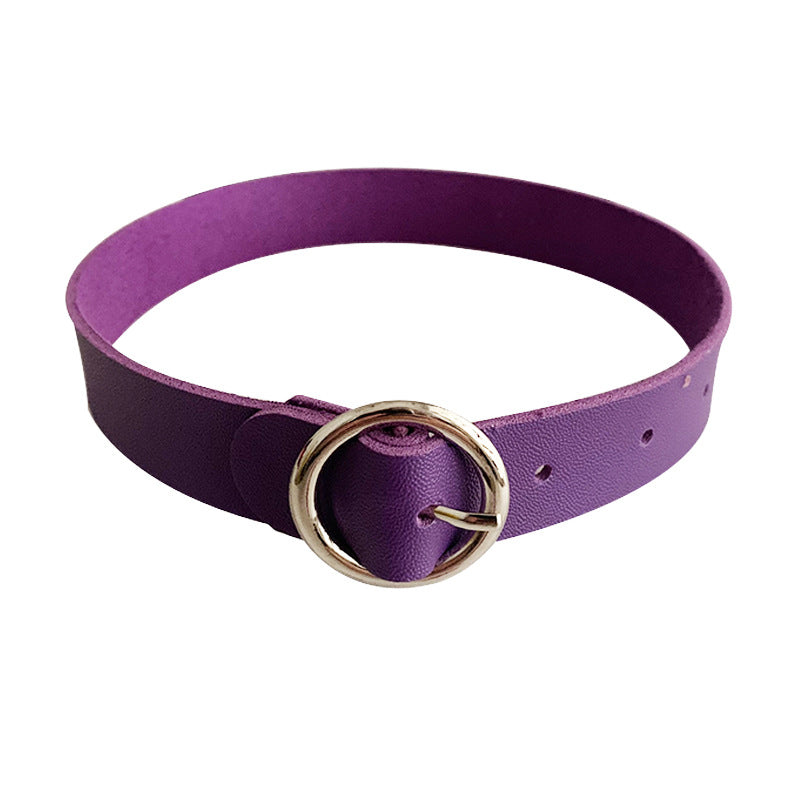 Leather Round Gothic Simple Neck Band Collar