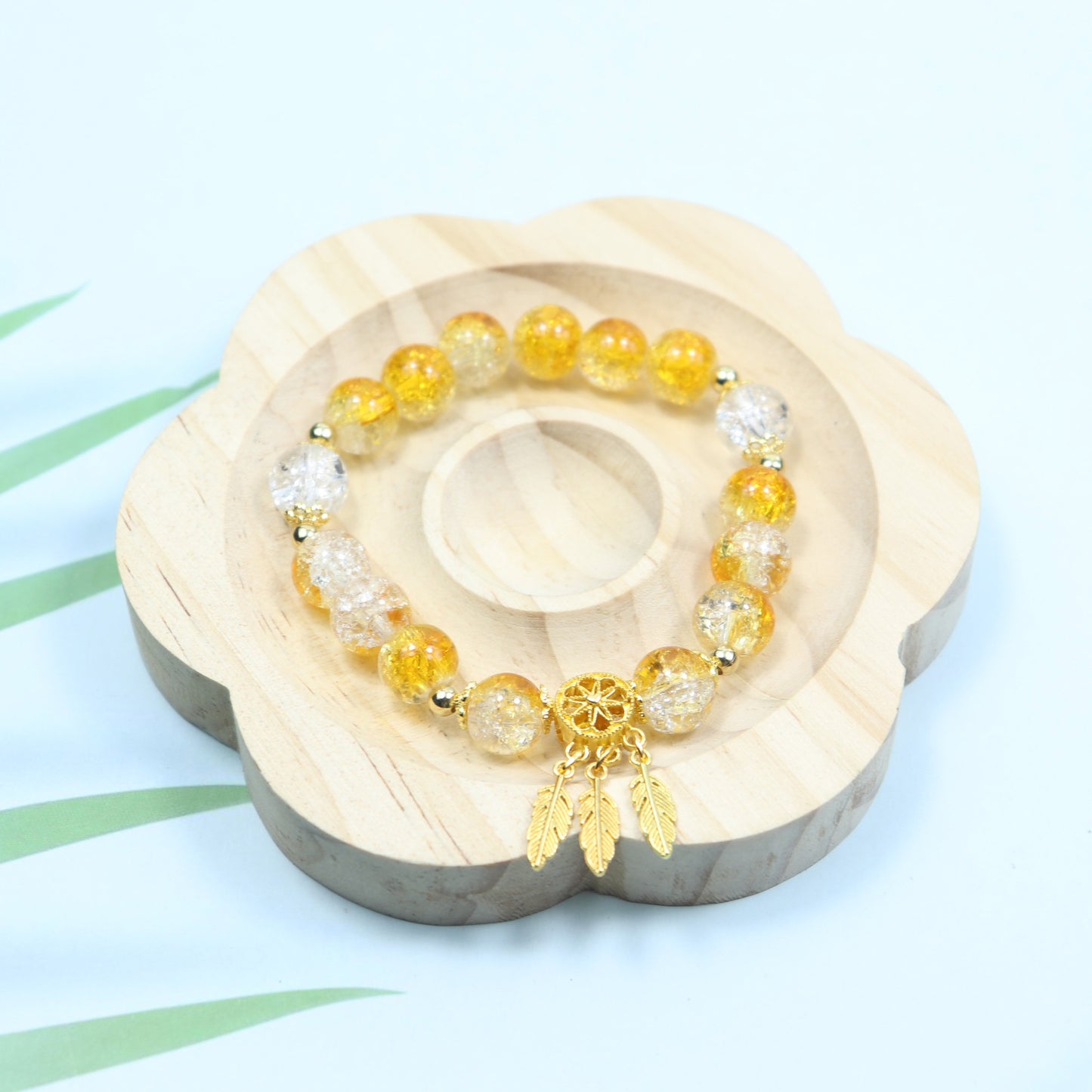 Gold Beaded Feather Glass Chipping Beads Bead Night Market Bracelets