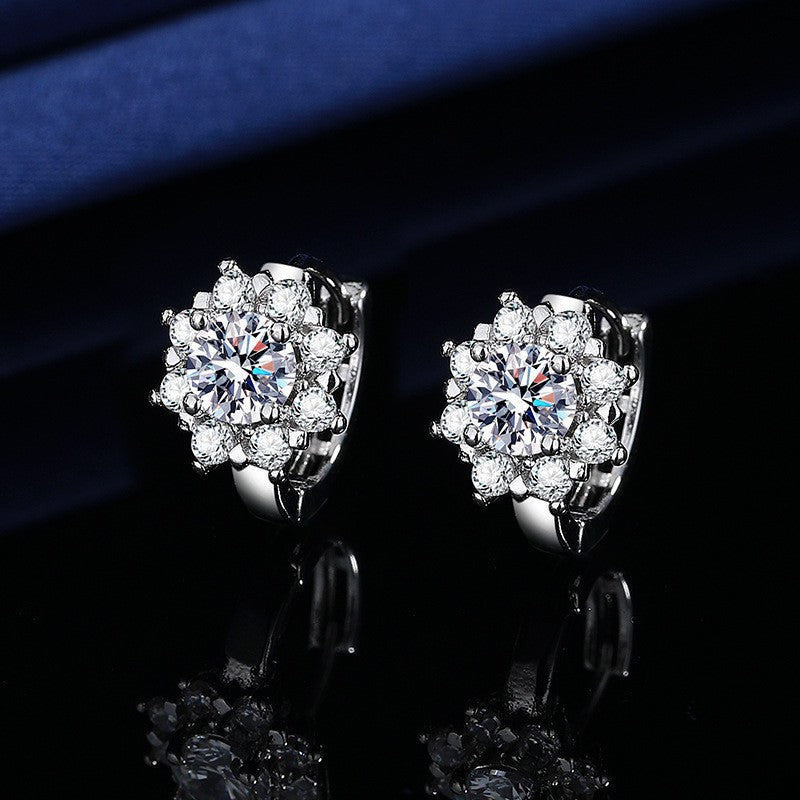 Moissanite Ear Female With Hearts Sterling Earrings