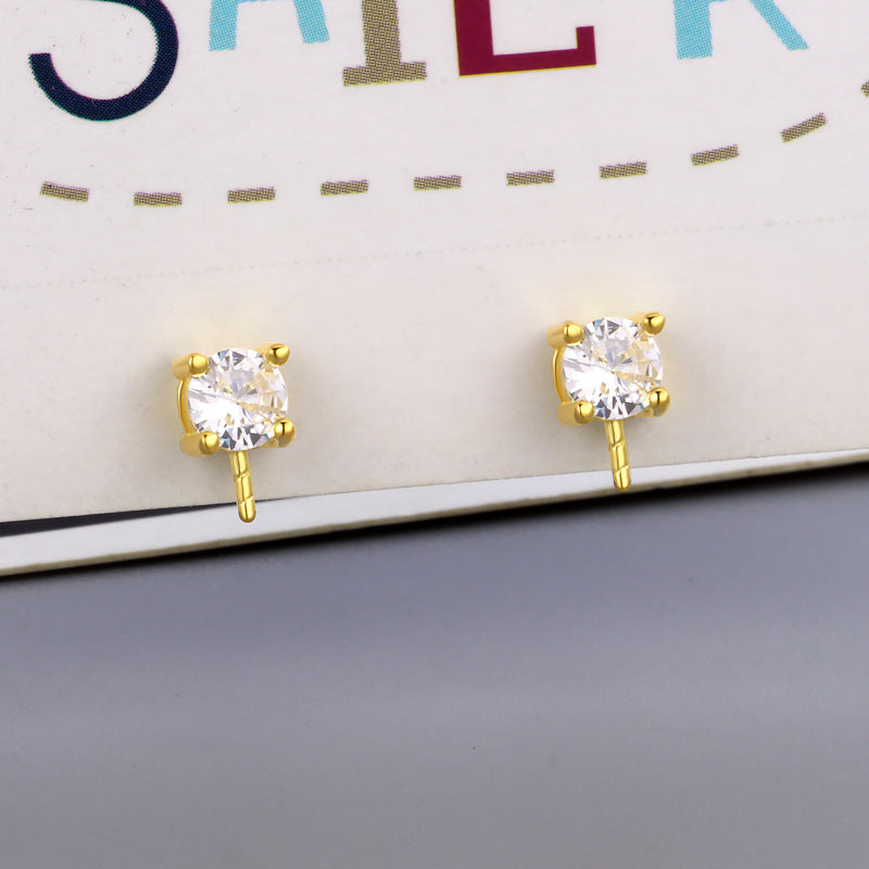 Women's Sier Diana Simple Fashion Ear Eardrop Frame Stud Earrings