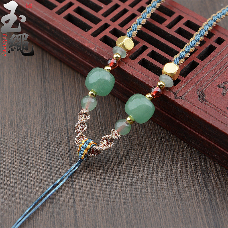 Comfortable Rope Emerald Jade Hand-woven Aventurine Necklaces