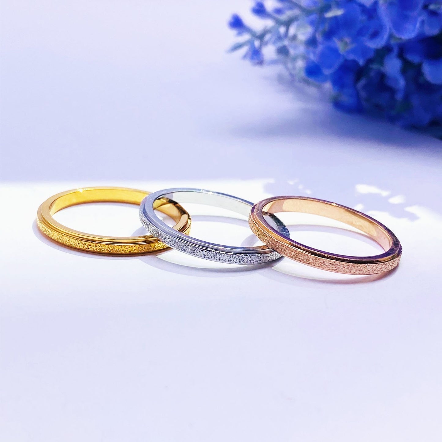 Female Frosted Minimalist Sweet Light Luxury Gold Rings