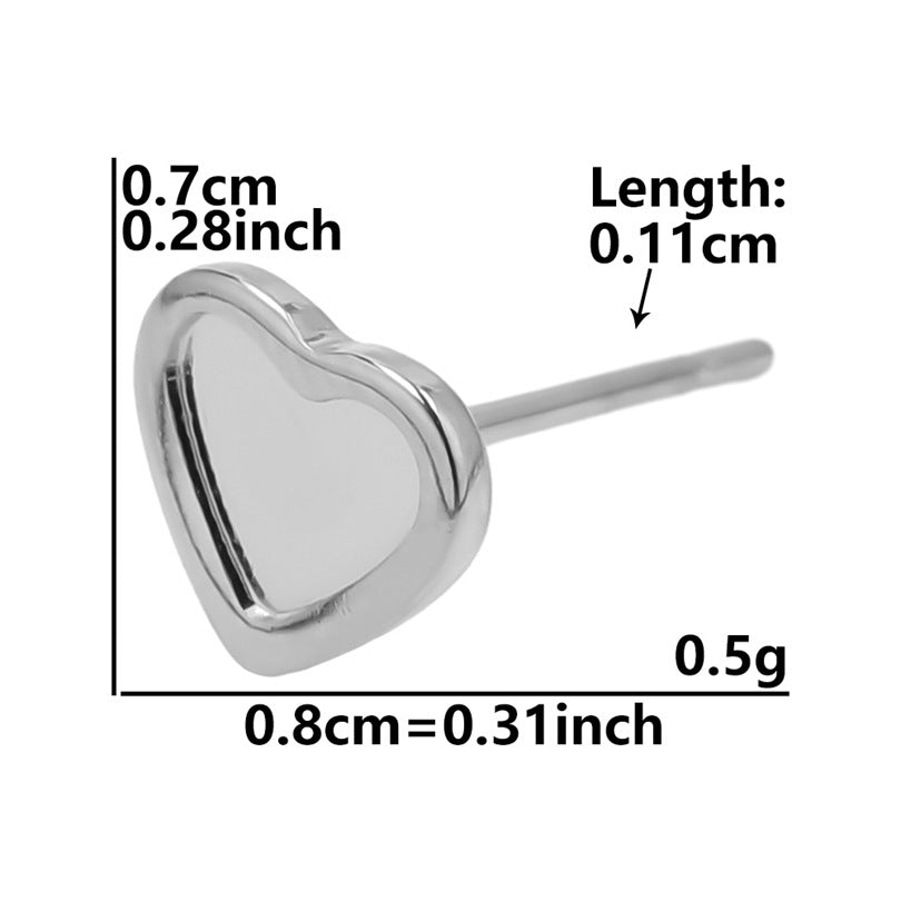 Stainless Steel Heart-shaped Base Support Titanium Piercing Stud Earrings